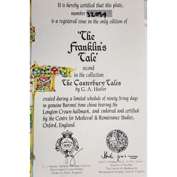 Vintage Longton Crown Pottery The Franklin's Tale Canterbury Tales Collectible - Picture 9 of 14